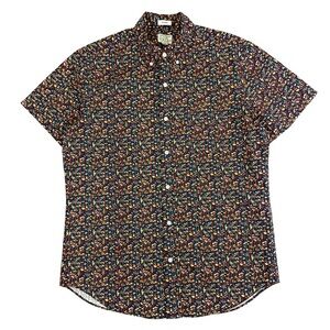 J. Crew Short-sleeve Stretch Secret Wash Cotton Poplin Shirt Bamboo Print